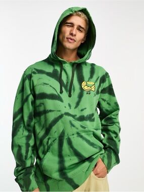 Vans Green Tie-Dye Hoodie with Yellow Bird Patch